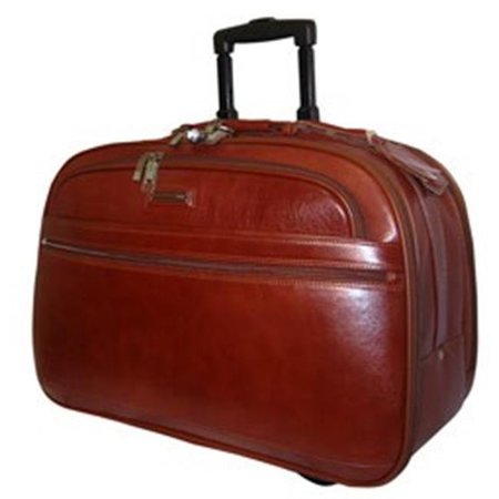 K-CLIFFS K-Cliffs Full Grain Leather; Carry-On Rolling Briefcase 21 x 13.75 x 10 in. Brown A214-BROWN
